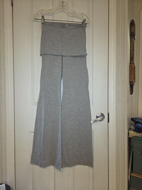 SO LOW Women's Fold-Over Waist Wide-Leg Lounge Pants - Light Gray
